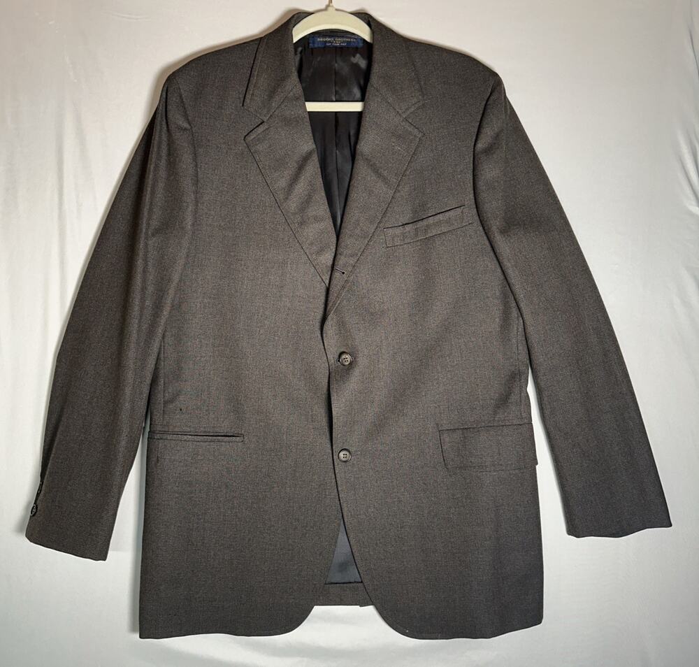 1986 Brooks Brothers 346 Sport Coat Men 44 R Dark Gray Stretch Suit Jacket Wool